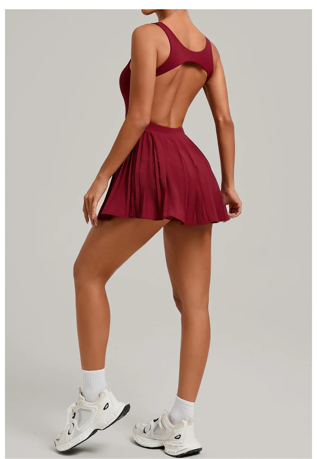 Vestido Deportivo Espalda Abierta con Bolsillo